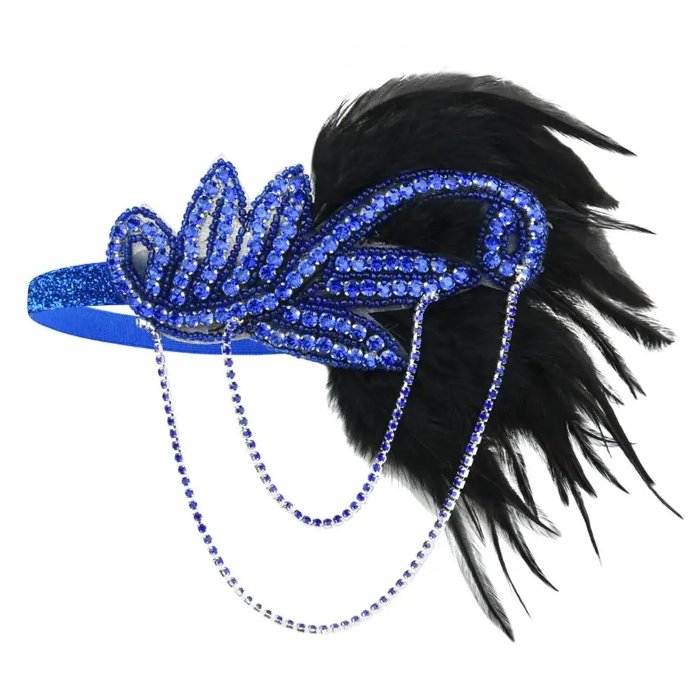 

Gatsby Cosplay Dress Headwear Diamond Feather Headwear Masquerade Party Hair Accessories Korean Style Headband Sequin Hair Band