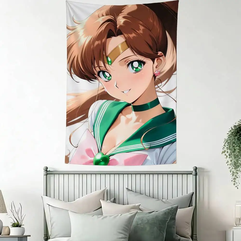S-Sailor Moon Kino Makoto Art Hanging Flag Wall Banner for Bedroom Home Outdoor Decoration
