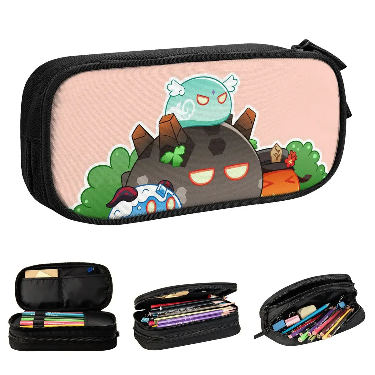 Kotak Pensil Genshin Impact Tas Tempat Pena Lendir Anemo Geo Hydro Kantong Pensil Hadiah Kantor Penyimpanan Besar Anak Perempuan Laki-laki