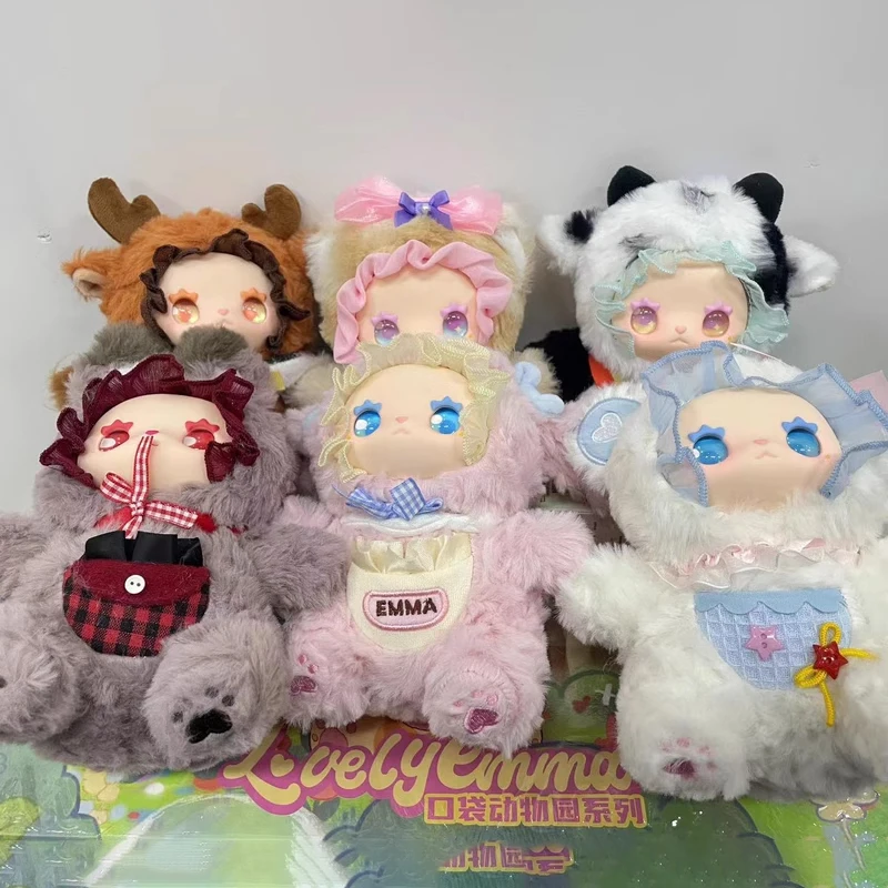 Adorável emma bolsos série zoológico caixa cega bonito coelho figura de ação caixa mistério kawaii urso anime boneca saco surpresa pingente brinquedos