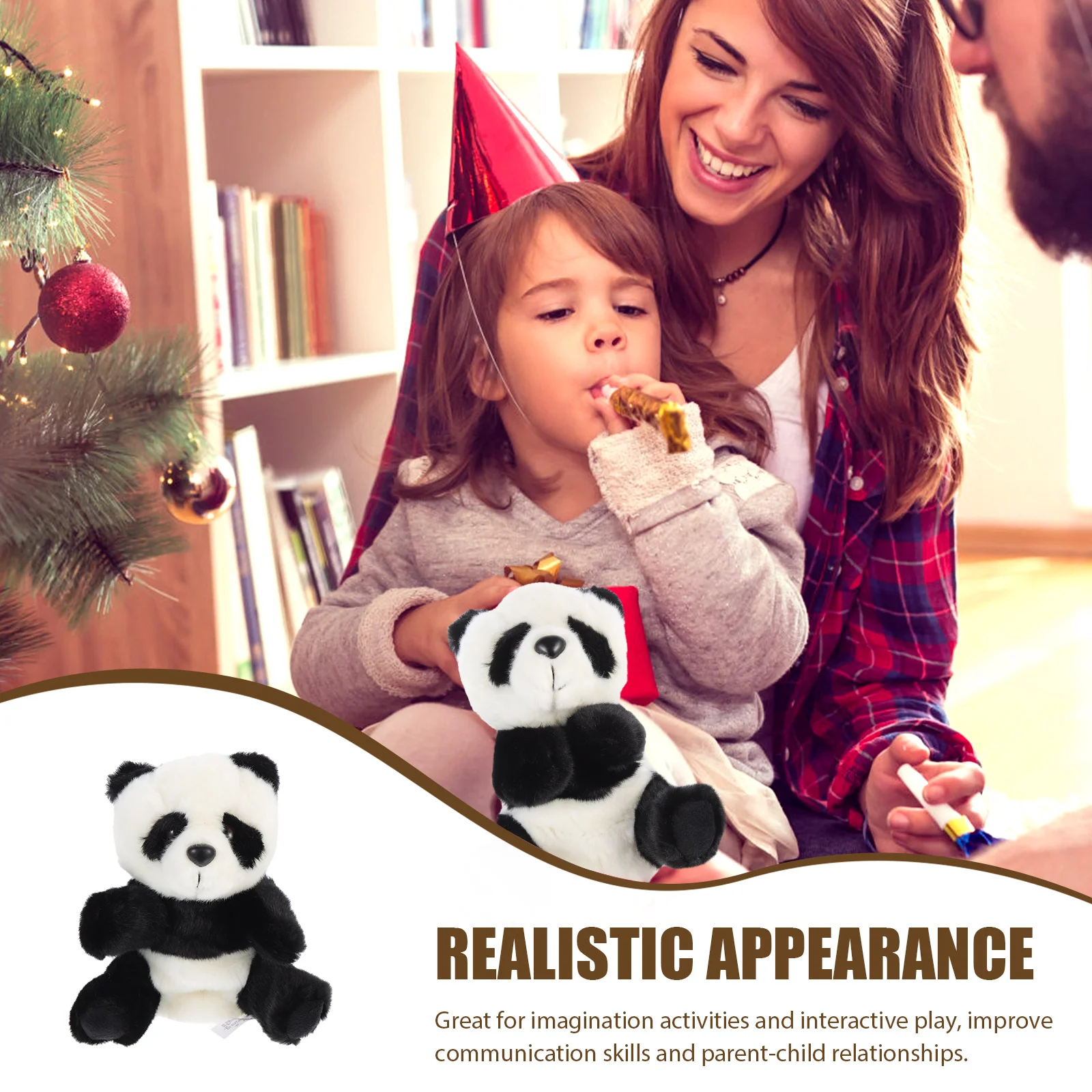 Panda Hand Puppet Animal Toy Imagination Activity Role Play Cotton Puppets for Kids Interactive