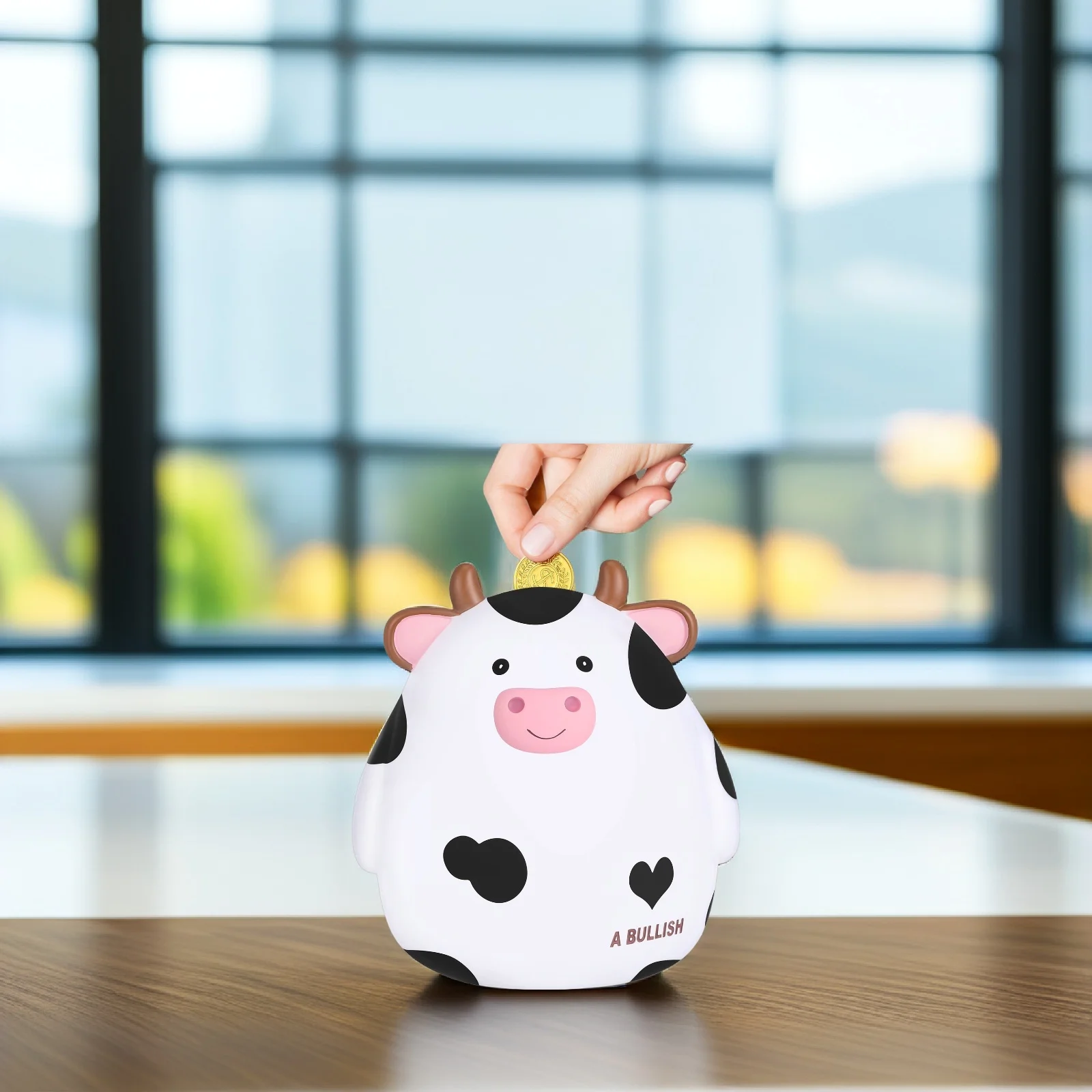 

Cute Cow Piggy Bank Kids Safe Material Money Saving Coin Storage Toddler Girl Boy Vinyle Durability Children Financial Habit