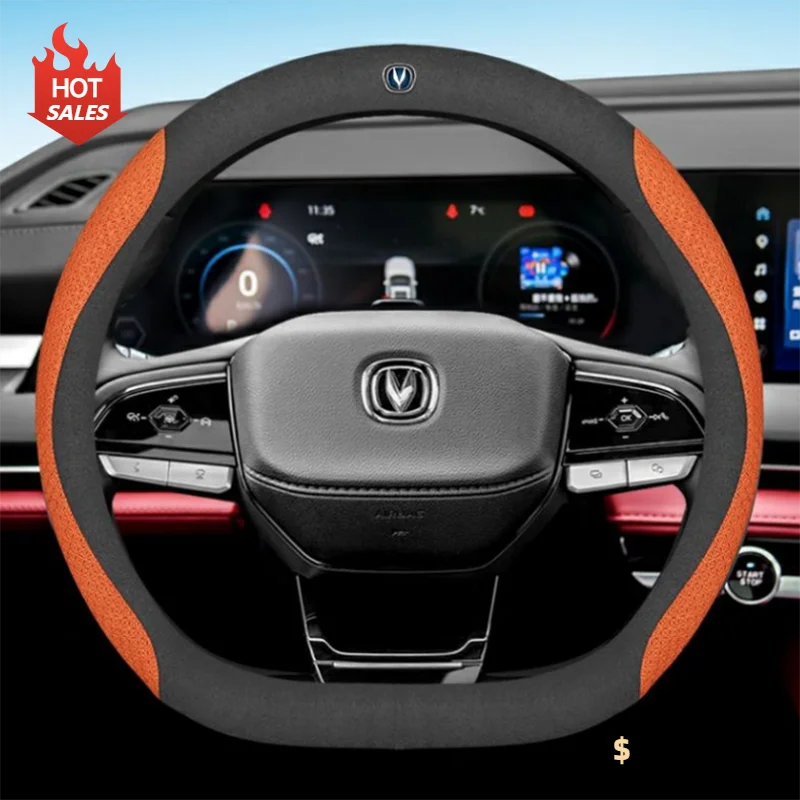 

Leather Car Steering Wheel Cover for Changan CS95 CS85 CS75 CS55 CS35 CS15 plus EADO CX70 Alsvin Anti Slip Auto Accessories