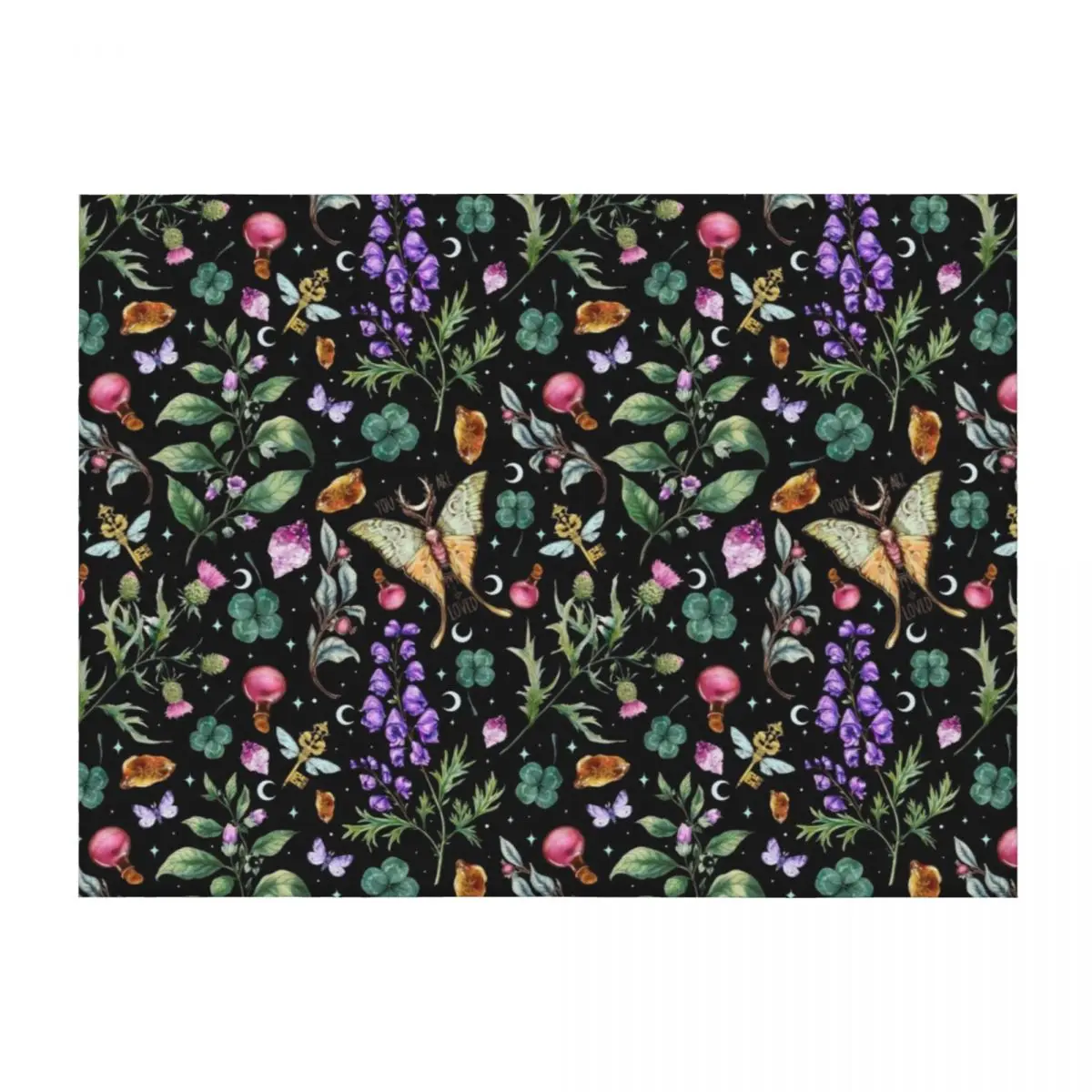 

Witchy magical pattern. Nightshade, Wolfsbane. Throw Blanket For Baby Flannels Summer Blankets For Baby Blankets