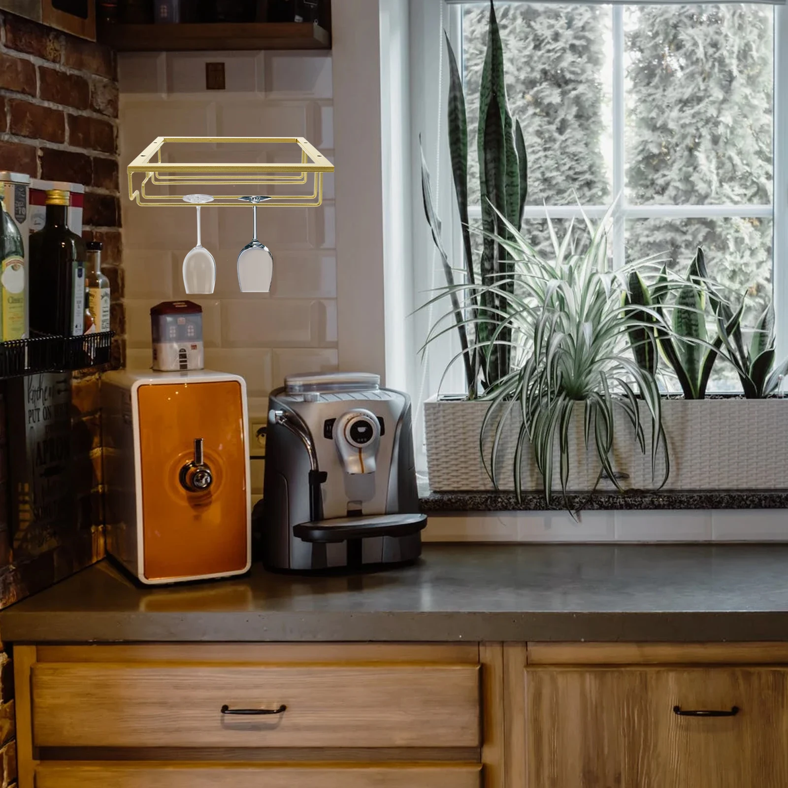 

Under Cabinet Glass Holder Upside Down Goblet For Kitchen Space Saving Wine Glass Storage Rack Cup Rack For Kitchen Iron