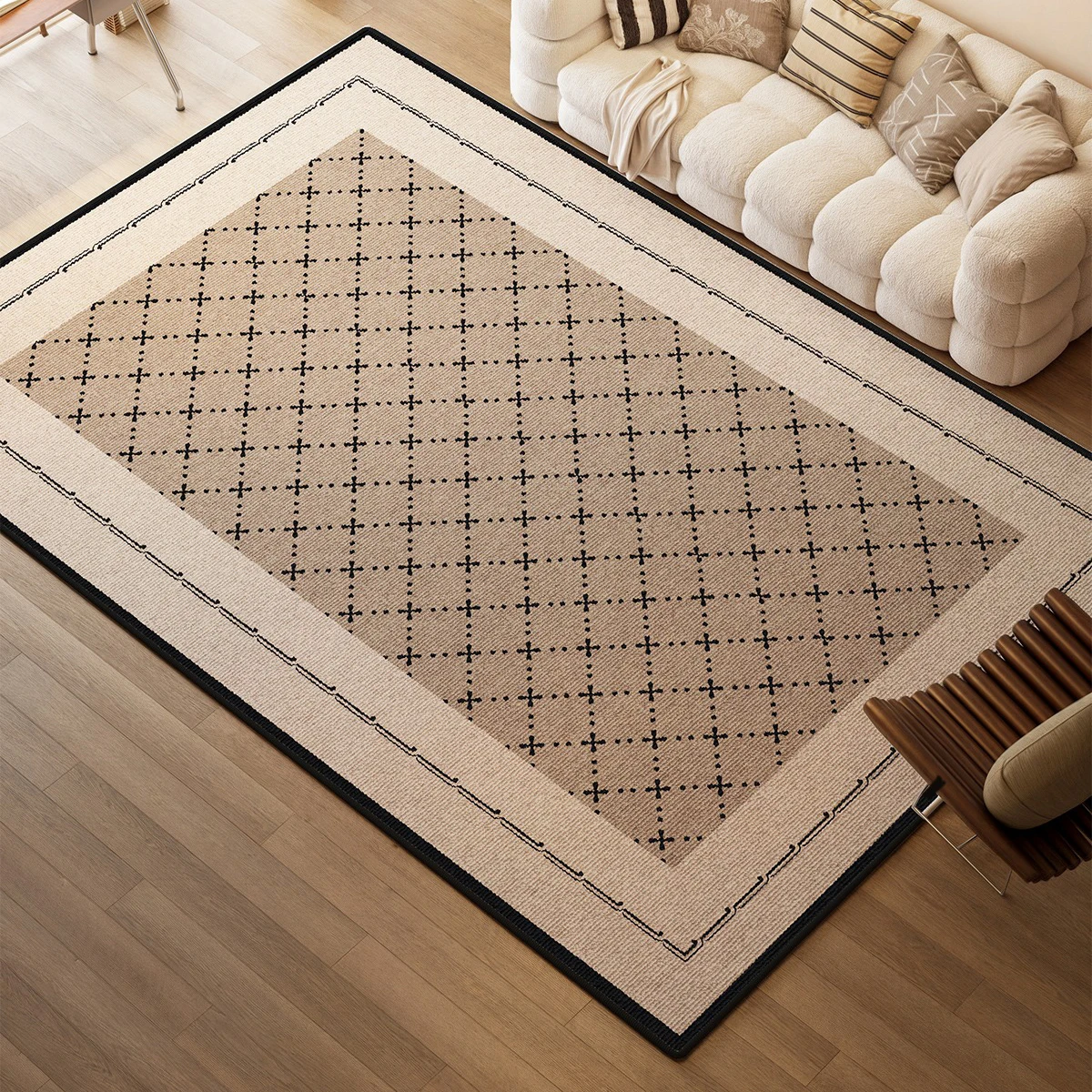 Vintage Light Luxury Rugs Living Room Big Size Floor Mats Bedroom Bedside Carpet Loop Pile TPR Soft Short Plush Rug שטיח לסלון