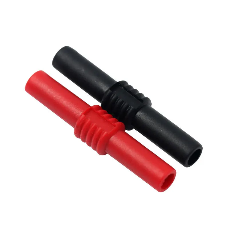 2pcs Insulated 4mm to 4mm Banana Plug Female Socket Coupler Connector Female Adapter Extension Insulated Black Red