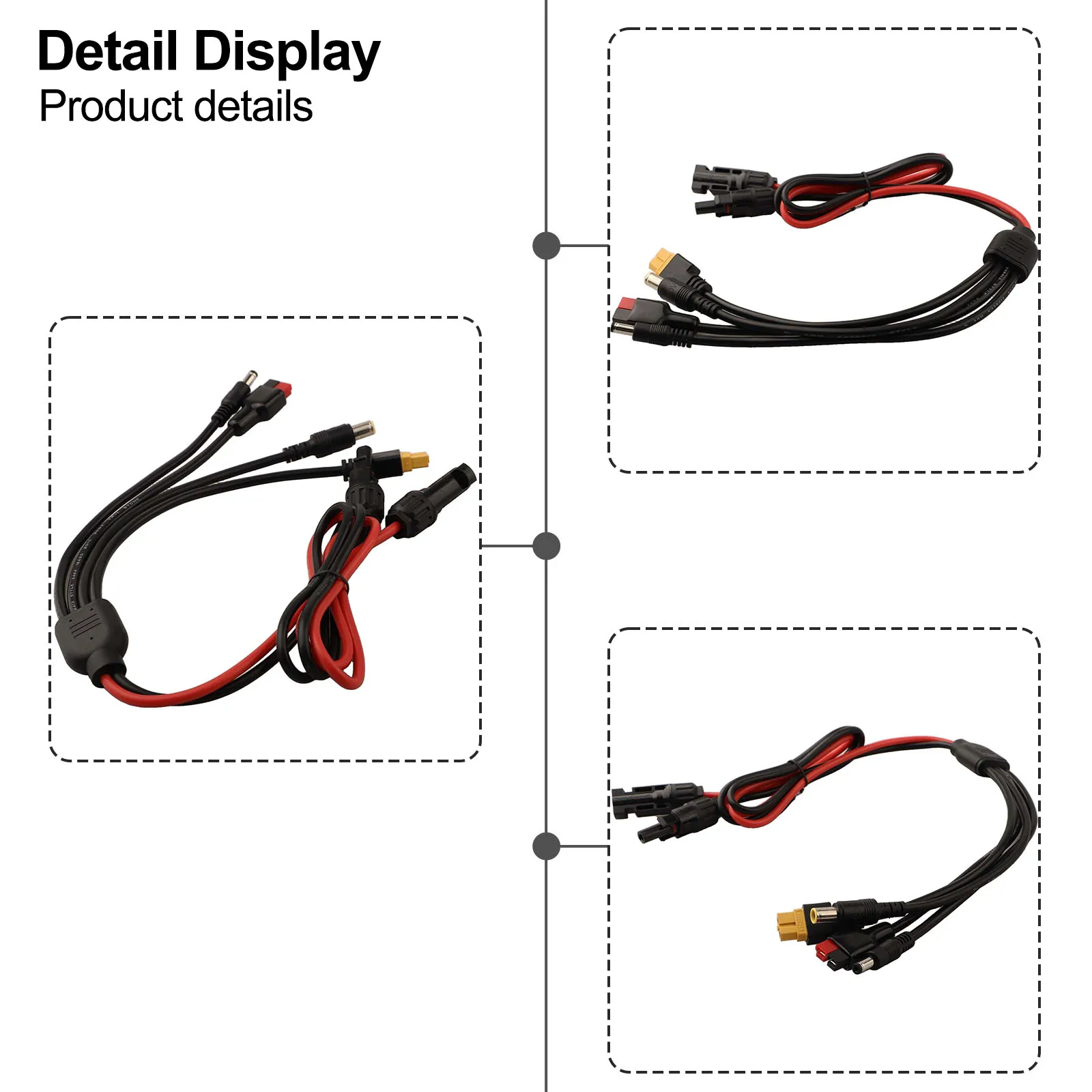 For Power Stations 4-in-1 Solar Charging Cable Power Station Adapter 7A Current Capacity Low Resistance For Marbero