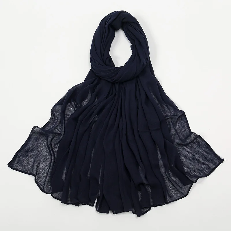 Neue Geknitterte Rayon-Hijabs für Frauen, Einfarbige Schals, Muslimische Weiche Viskose-Kopftücher, Islamischer Turban, Kopfband – Detail 19
