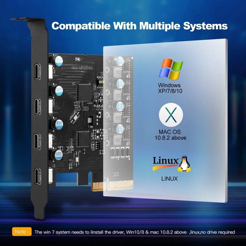 PCI Express Card USB 3.2/3.1 PCI Express To 4-Port Type C Hub Internal Expansion Card Controller Adapter Desktop PC