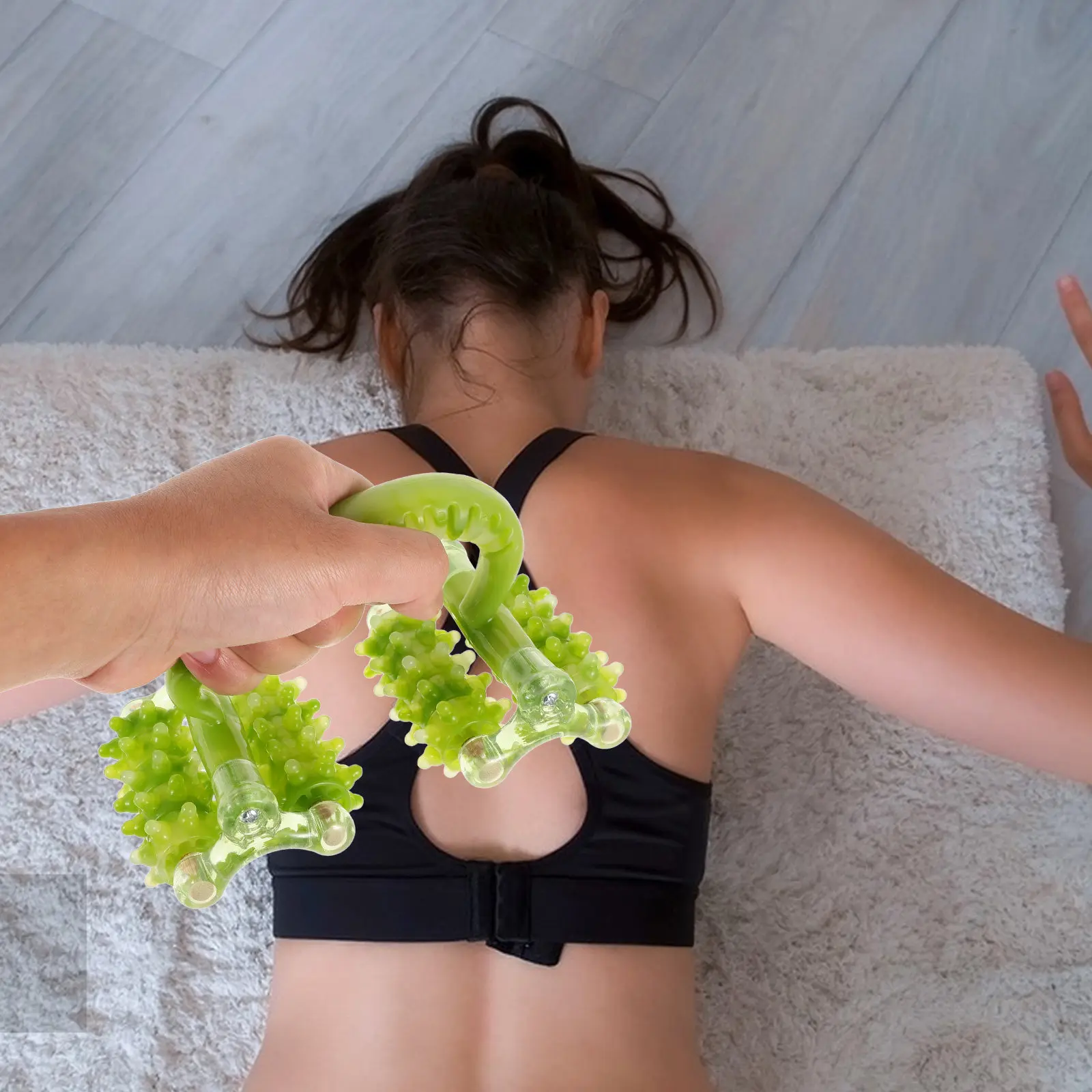 

Ручной массажный ролик в лунном стиле (зеленый) для всего тела: шеи, спины, талии, ног, рук, груди, живота, с маленькими колесиками