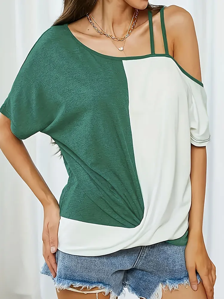 Grand T-shirt tricoté décontracté pour femmes, confortable, coupe ample, col rond, manches courtes, pour dames de grande taille