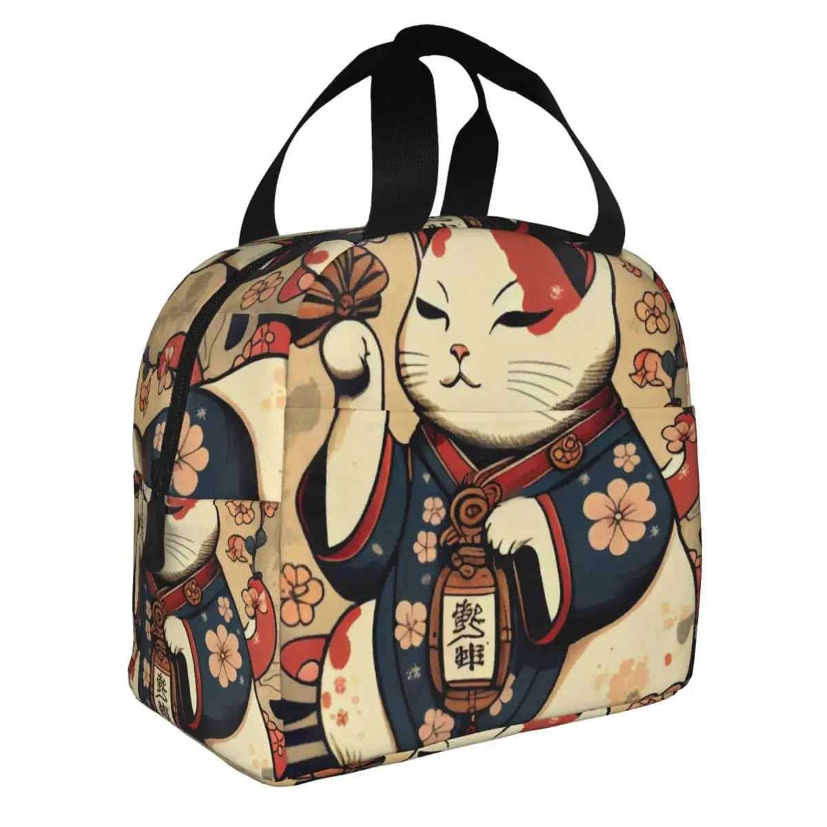 Lucky Cat Insulated Lunch Bags Thermal Bag Meal Container Fortune and Prosperity Large Tote Lunch Box Men Women Office Picnic