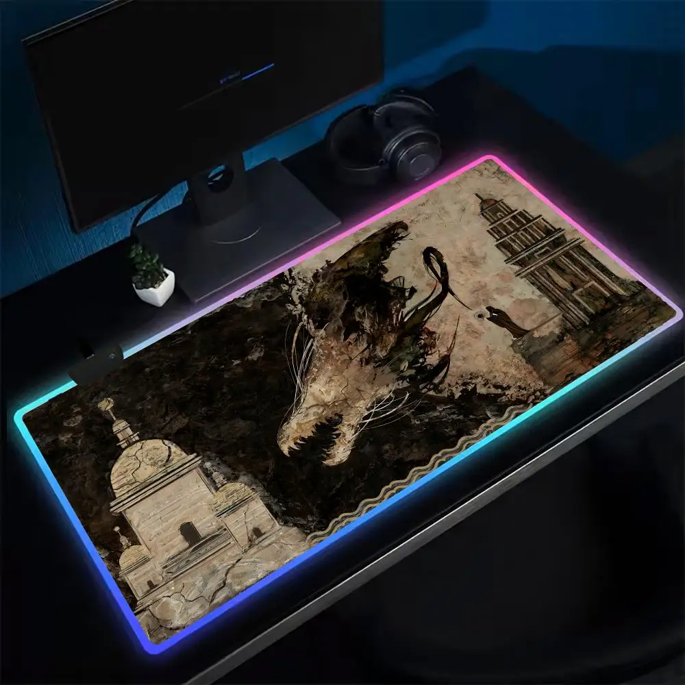 Super FORSPOKEN Mouse Pad Anime Gaming Mouse Pad LED Table Pads Backlit Rubber Desktop XXL RGB Desk Mats