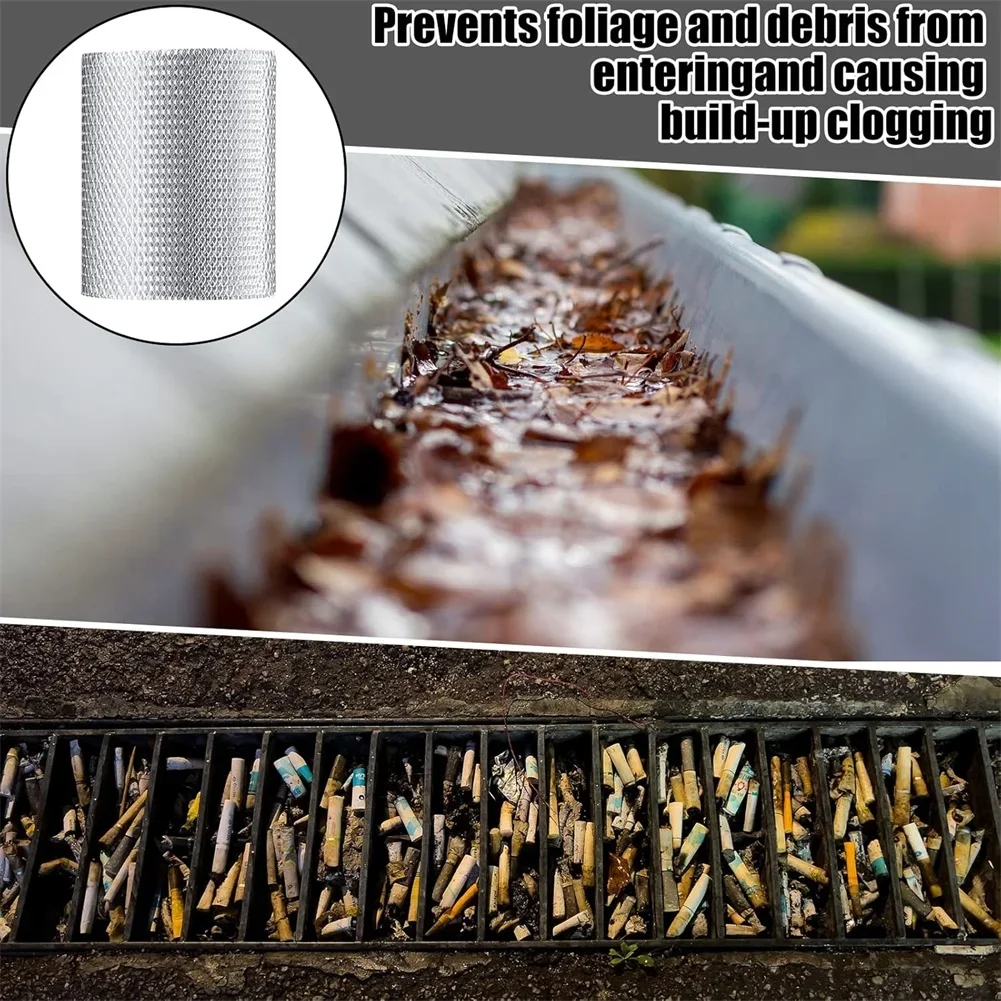 6m Aluminum Gutter Guard Leaf Filter Gutter Protection Leaf Guard Metal Mesh Rust-proof Sink Protective Net With 10 Fixing Clips view 4