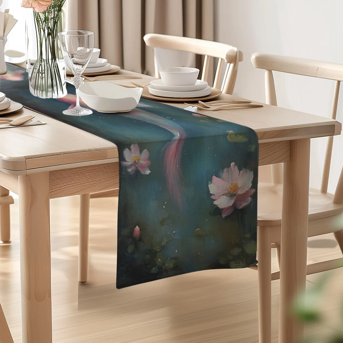 decoration table runner Rainbow German Shepherd Graffiti Style Long cloth Festive Dining & Living Room Decor,Kitchen & Coffee Ta