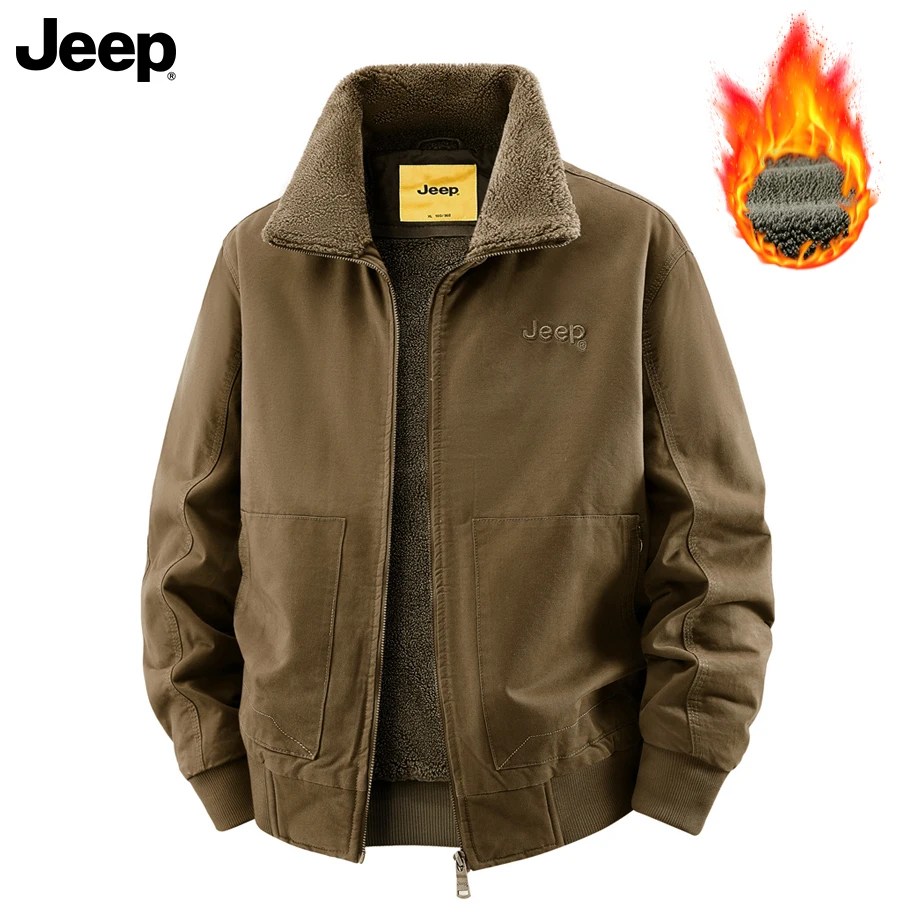 

Мужская куртка Jeep American Classic с флисовой подкладкой, толстая теплая ветрозащитная куртка, осенне-зимнее пальто