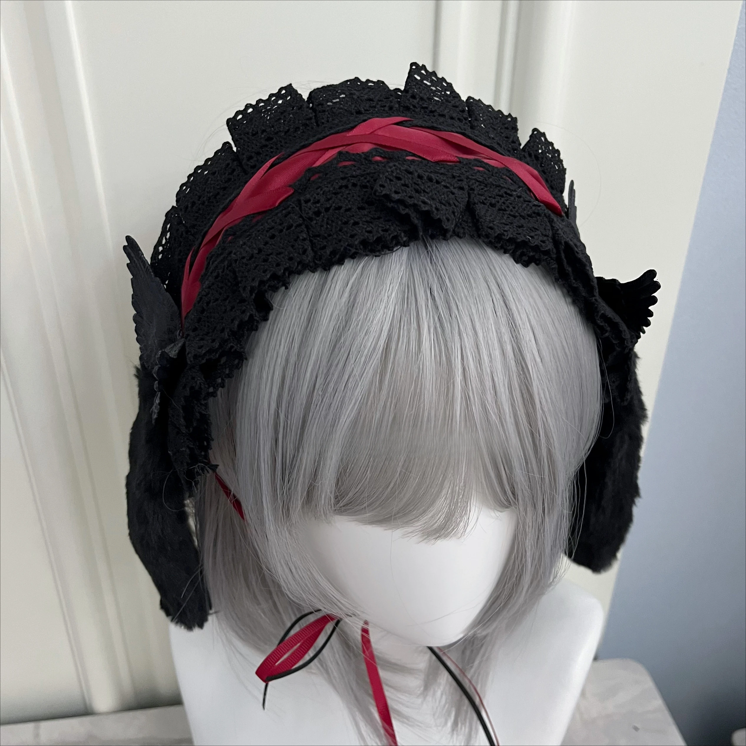 Japanese Style Halloween Lop-eared Rabbit Headband Girl Female Subculture Dark Goth Lolita Hairband Cute Lace Headwear