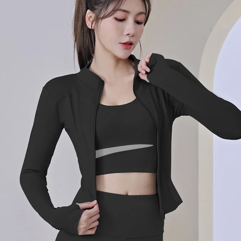 

Скоростной сухой топ на молнии с воротником-стойкой, облегающая одежда для йоги, спортивная верхняя одежда для бега, женская модная весна 2023, весна 2023