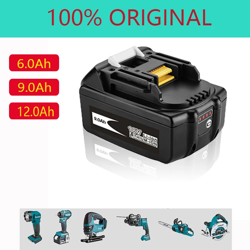 

100% новый Makita 6Ah/9Ah/12Ah для Makita 18V аккумулятор BL1830B BL1850B BL1850 BL1840 BL1860 BL1815 сменный литиевый аккумулятор