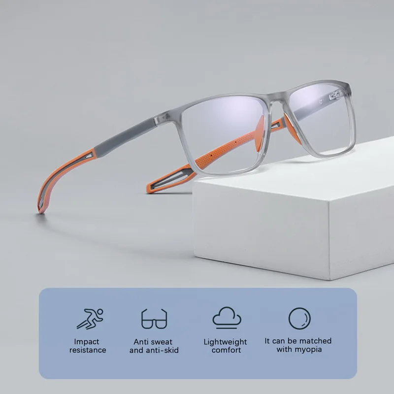 Men's Basketball Non-slip Near-sight Eyewear Vintage Ultralight TR90 Sports Myopia Glasses Fashion Optical Eyeglasses 0 TO -6.0