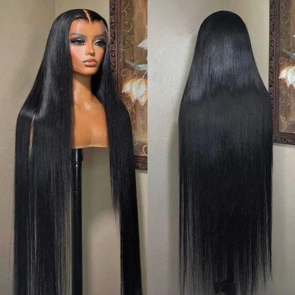 Natural Black 10 Inch 13X6 HD Lace Forehead Wig Human Hair 13x4 Straight Women's Pre-Plucked Closure 180 Density