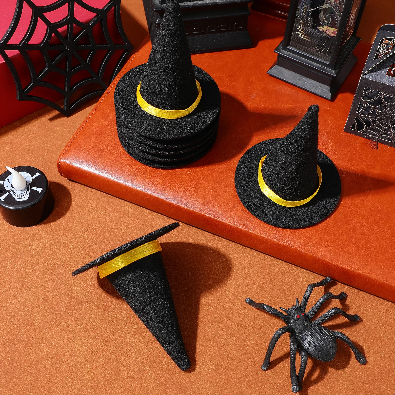 12 Pcs Cap Halloween Decorations Bottle Hat Mini Witch DIY Crafts Accessory Felt Cloth Tiny Hats Ornament Cover