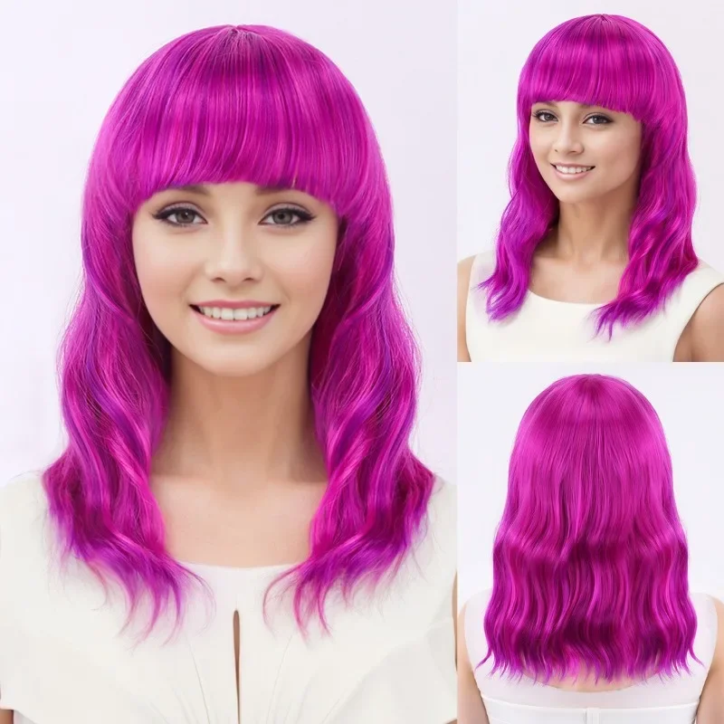 

15-дюймовый розовый фиолетовый вьющиеся длинные волосы бар ночной клуб маскарад косплей парик высокотемпературный шелк фестиваль вечерние имитация волос
