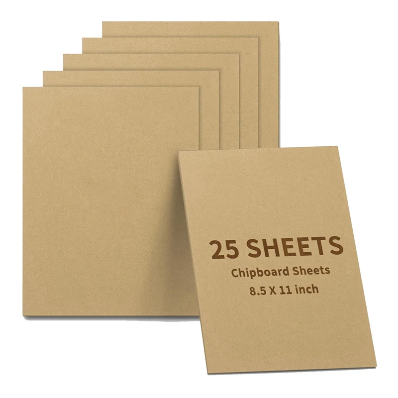 Chipboard Sheets 8.5X11in, 25 Sheets Of 40 Point Chip Board For Book Binding, Perfect For Scrapbooking,Shipping Insert