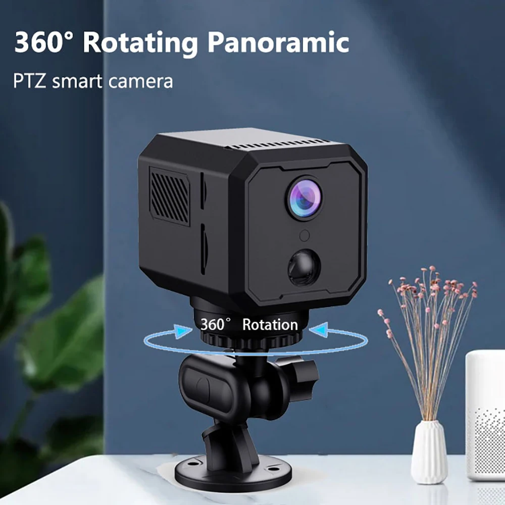 Mini 4G Sim o Wifi HD 360 ° telecamera di sorveglianza PTZ a bassa potenza PIR Night Vision Motion Detection Alarm Push security Camera