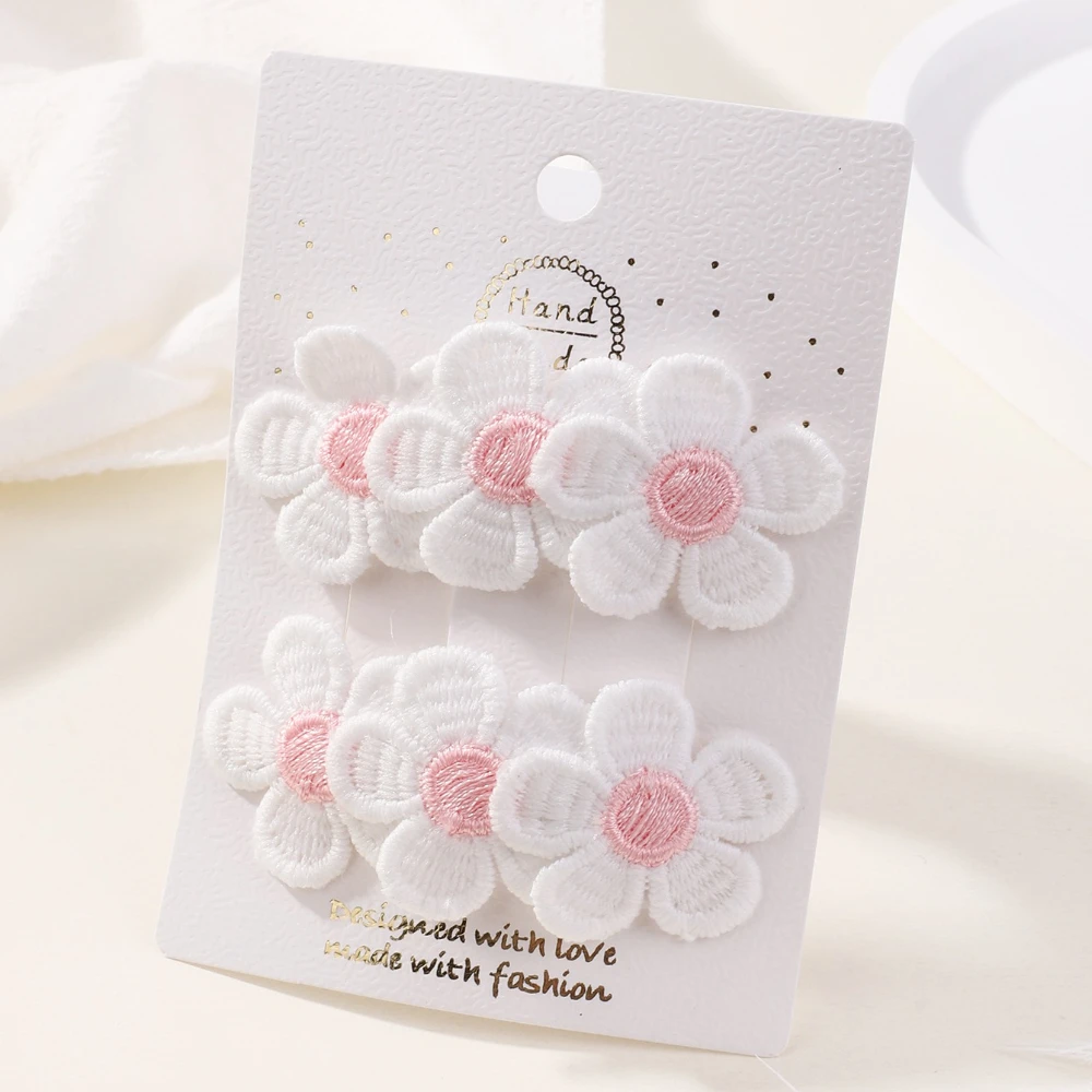 

2 шт./лот, заколки для волос с цветочной вышивкой для детей, заколки для волос для девочек, BB-заколки, заколки, головные уборы, аксессуары для волос, оптовая продажа