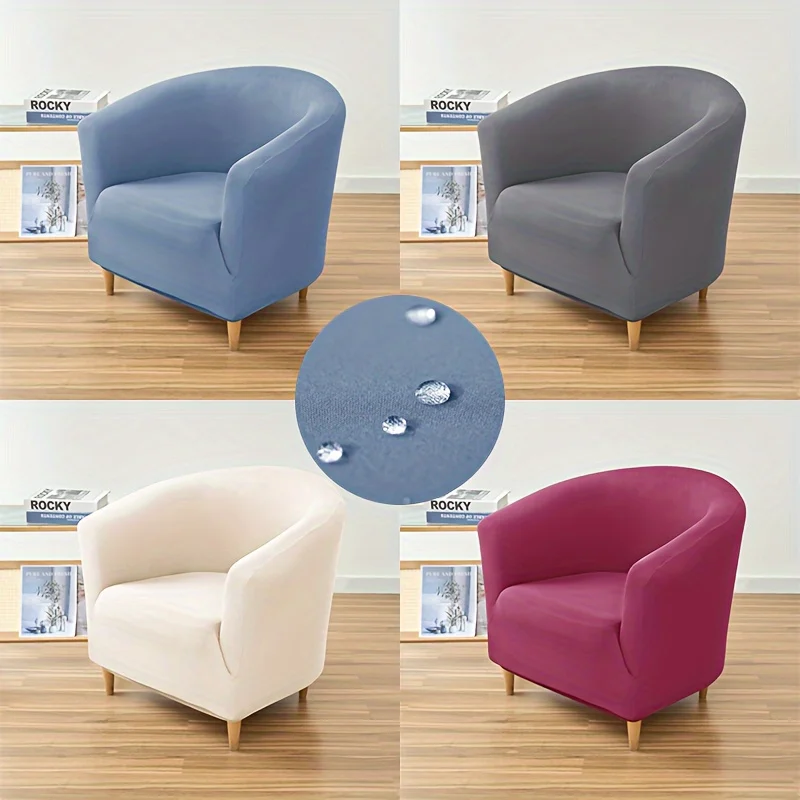 Water Repellent Club Sofa Cover Solid Color Tub Chair Covers Stretch Single Sofa Covers Armchair Slipcovers Hotel Bar Counter