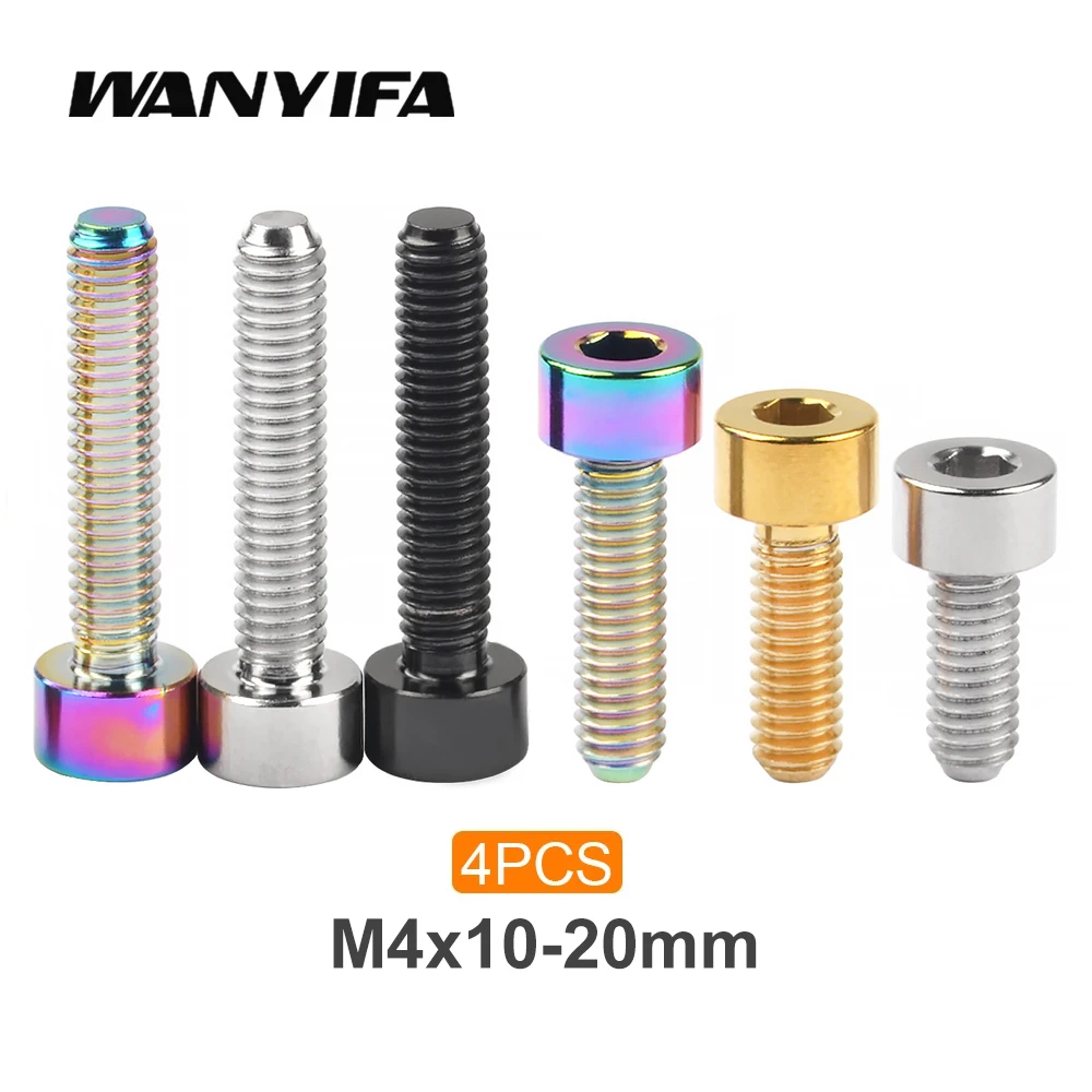 Wanyifa Titanium Bolt M4 X 10 12 15 20mm Allen Key DIN912 Titanium Stem Screw Bicycle Limit Tension Screw