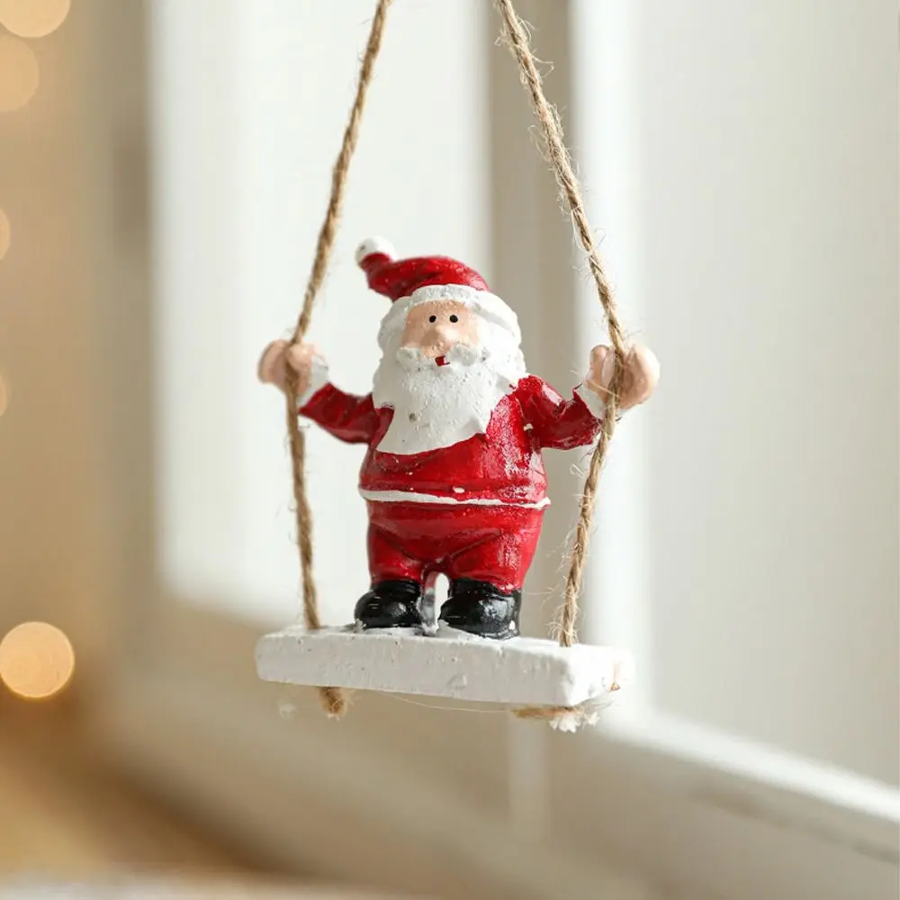 Red Christmas Elk Snowmen Pendant DIY Crafts Exquisite Santa Claus Mailbox Pendant Resin Xmas Tree Hanging Ornaments