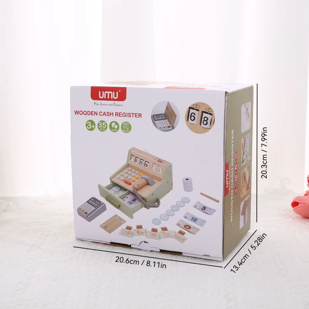 ألعاب مسرح خشبية للأطفال، ألعاب منزلية، ماكينة صنع القهوة الخشبية، ألغاز تسجيل النقود الخشبية، التعليم التفاعلي #6