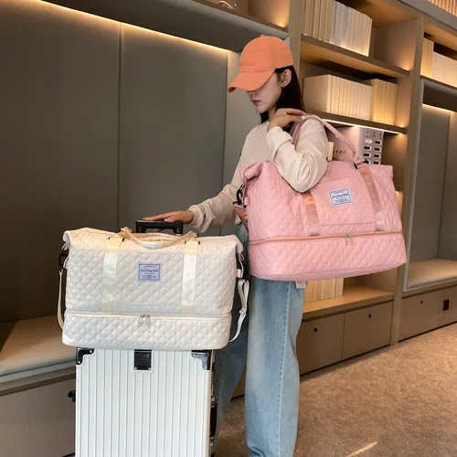 Bolsa de equipaje liviana, bolsa de lona de viaje de gran capacidad, bolsas de mano para gimnasio, bolsa de noche para fin de semana de hombro