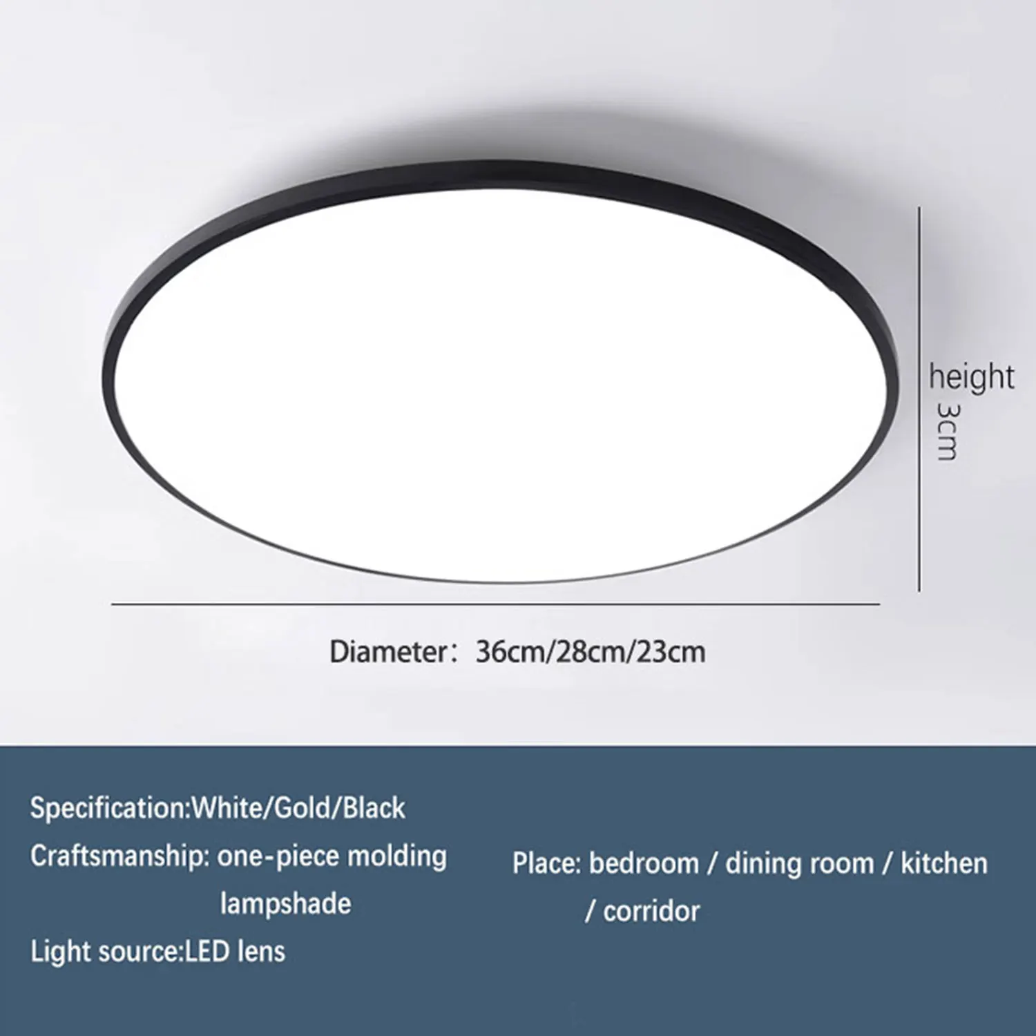 Luz de teto LED 18W 27W 36W Lâmpada de teto LED AC 220V Interior Quarto Sala de estar Painel de luz moderna