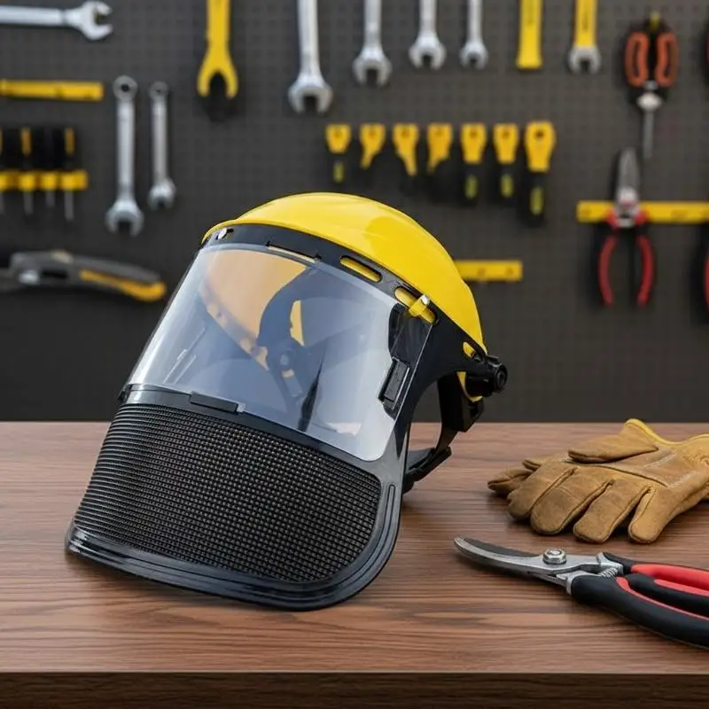 Newly Upgraded Heavy Duty Grass Trimmer Safety Helmet With Full Face Shield Mask For Garden Maintenance