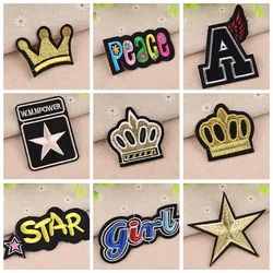 Golden Crown Patches on Clothing Embroidered Stripe for Clothing Military US Army Ironing Sewing Clothes Stickers Appliques