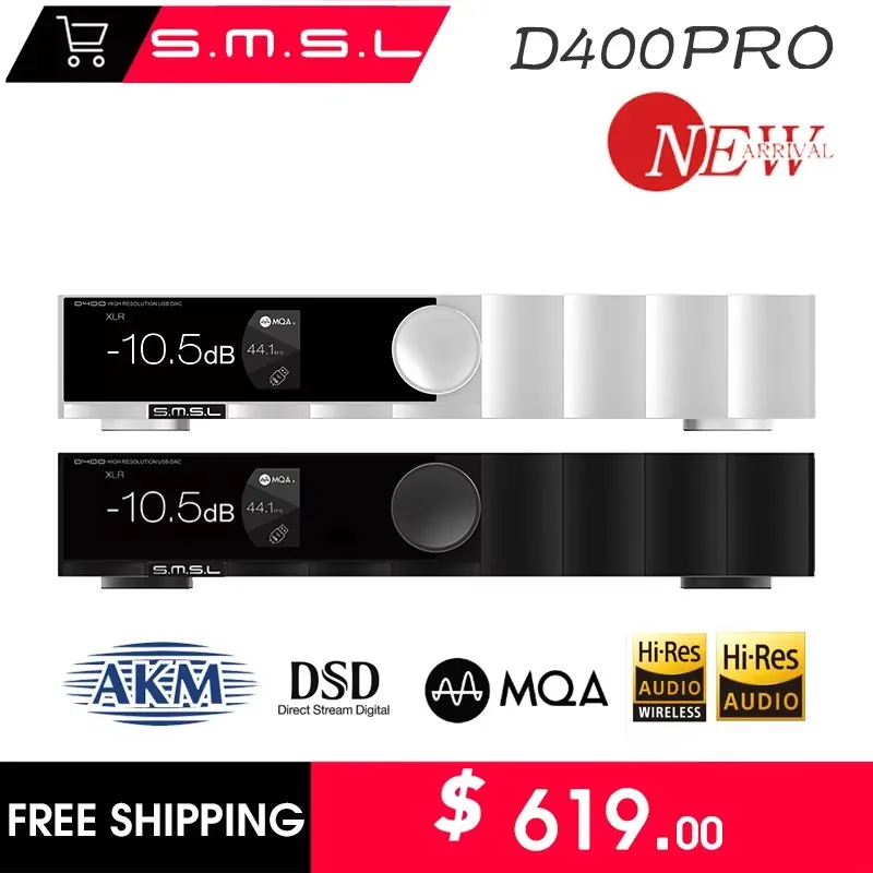 SMSL D400 PRO D400PRO Digital Decoder Dac Audio Hifi AK4499EX+AK4191EQ MQA Music 32bit 768khz DSD512 Bluetooth High Resolution