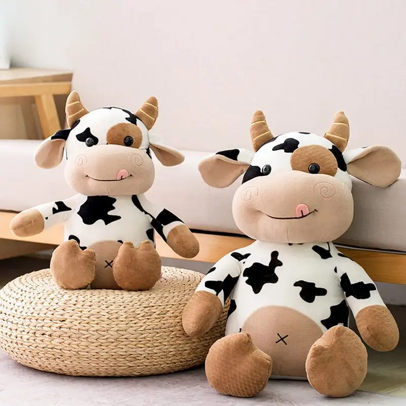 30cm Plush Cattle Toys Adorkable White Brown Animal Stuffed Plush Cartoon Toys for Boys Girls Birthday Christmas Gifts