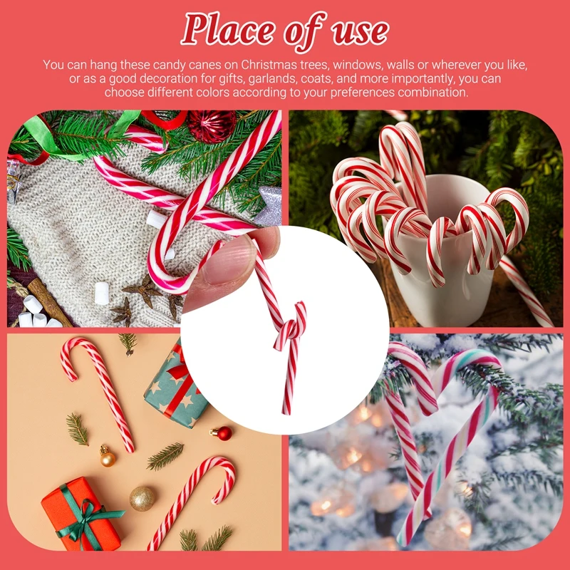 10PCS Christmas Red Cane Soft Pottery Jewelry Accessories New Year Candy Cane Home Decoration