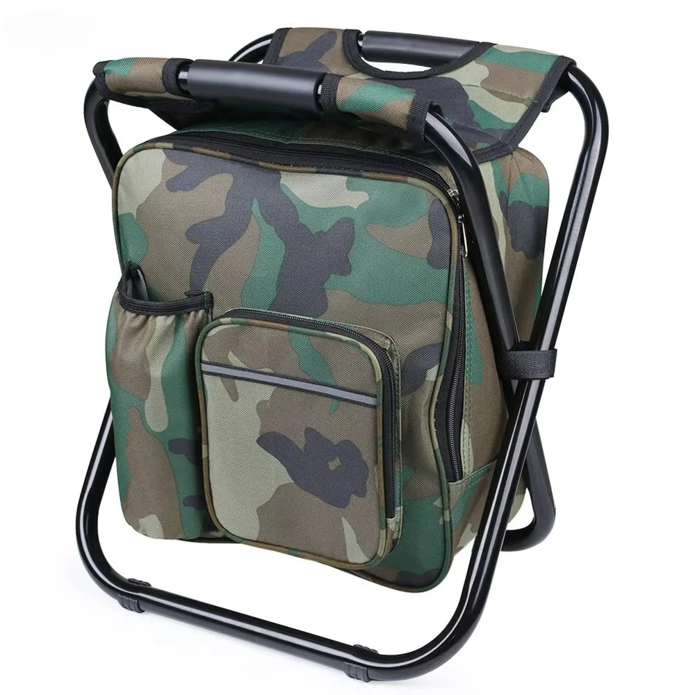 Multifunctional Portable Insulated Cooler Backpack Folding Stool Chair For Fishing Outdoor Camping