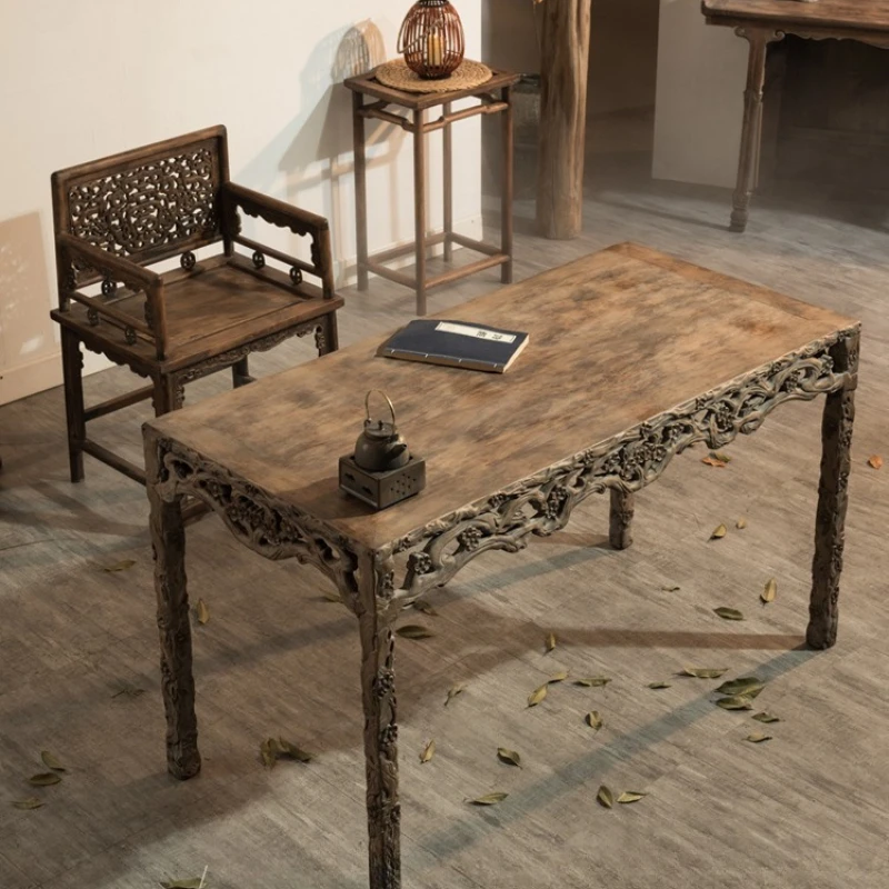 Chinese antique old goods old calligraphy table Ming-style picture case writing desk Ming and Qing classical old objects flower