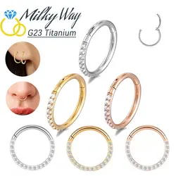 10pcs G23 Titanium Jewelry Set Zircon Earrings Fashion Ear Cartilage Tragus Piercing Nose Rings Sexy Helix Lip Nasal Hoops Gifts