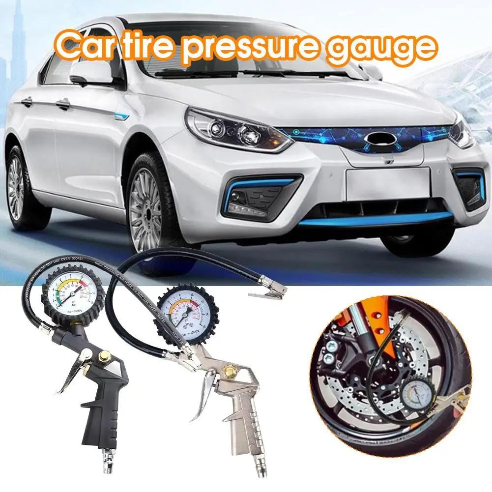 

220PSI Car Motorcycle Multifunctional Tire Air Pressure Monitoring Gauge Tester Air Compressor Dial Meter Inflator Pump Tools