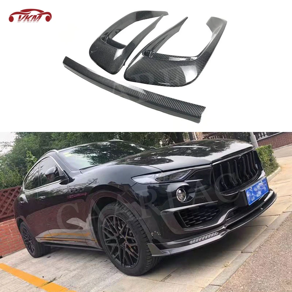 Dry Carbon Fiber Front Bumper FogLamp outlet Frame Cover for Maserati Levante 2016-2019 Head Bumper Vent Trim FRP