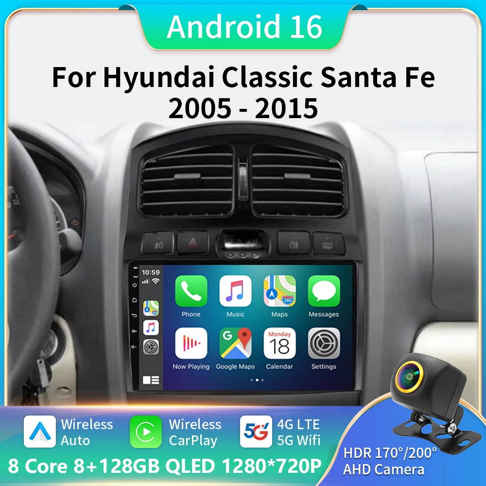 

2Din Android 16 Car Radio for Hyundai Classic Santa Fe 2000 - 2004 JAC S1 (Rein) 2005-2015 Multimedia Player Carplay Head NO DVD