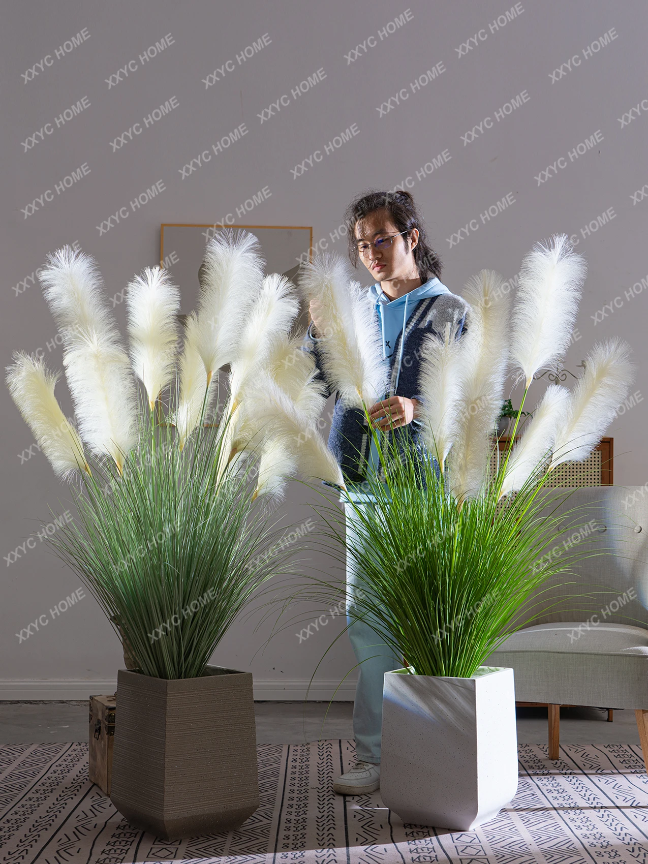 

Reed Grass Artificial Flower Tree Plant Emulational Fake Tree Bionic Green Plant Bonsai Decoration Indoor Living RoomDecoration