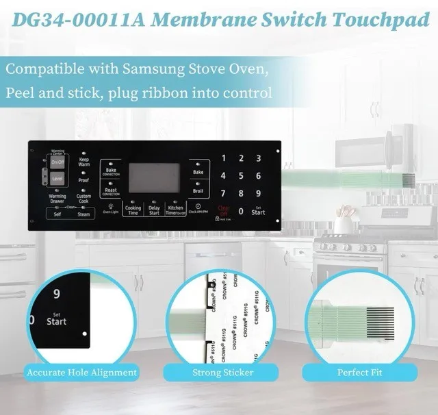 DG34-00011A Membrane Touchpad Control Panel for Samsung Stove Range